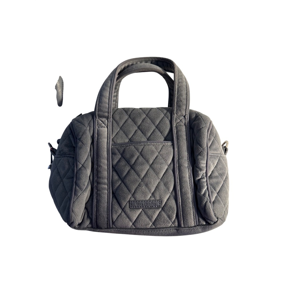 Vera Bradley Quilted Velour Mini Satchel Crossbody Bag Carbon Gray Casual Travel - Picture 2 of 9